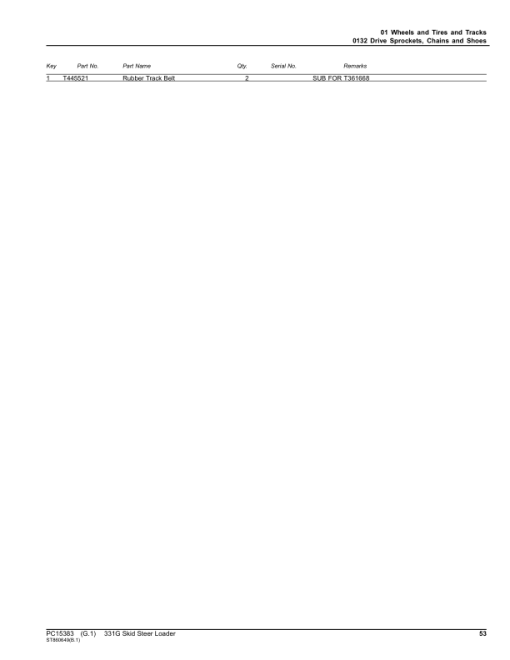 John Deere 331G Skid Steers (SN 1T0331G_ F387881-) Parts Catalog Manual - PC15383 - Image 2