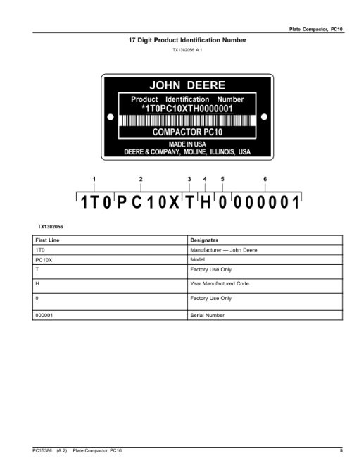 John Deere PC10 Plate Compactor (SN 1T0PC10XTH0000001-) Parts Catalog Manual - PC15386 - Image 3