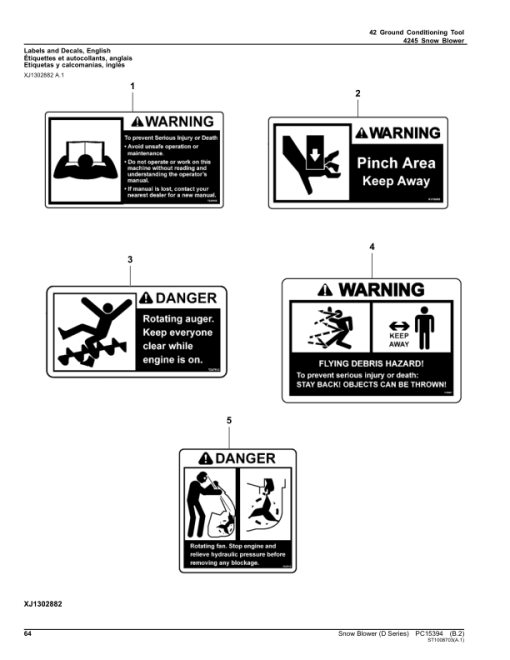 John Deere SB72D, SB78D, SB84D Snow Blowers (SN L0000001-) Parts Catalog Manual - PC15394 - Image 3