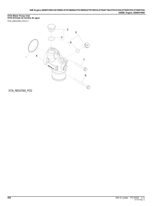 John Deere 644 G Loaders (SN 1BZ644GA_ _LA00001) Parts Catalog Manual - PC15425 - Image 4