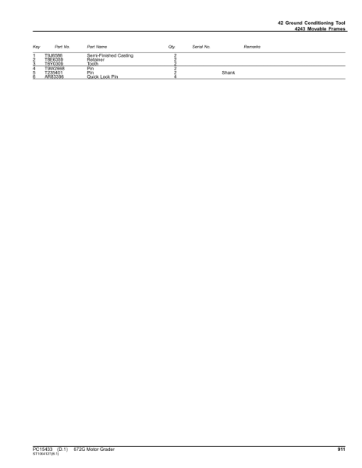 John Deere 672G Motor Graders (SN C000001- & D000001- ) Parts Catalog Manual - PC15433 - Image 2