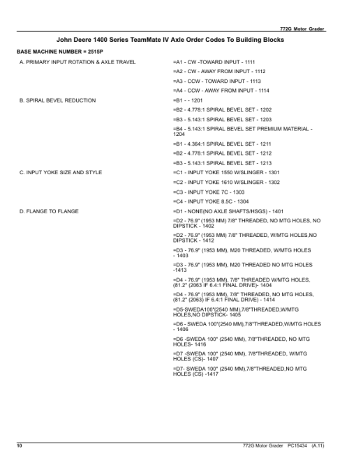 John Deere 772G Motor Graders (SN C000001- & D000001- ) Parts Catalog Manual - PC15434 - Image 3