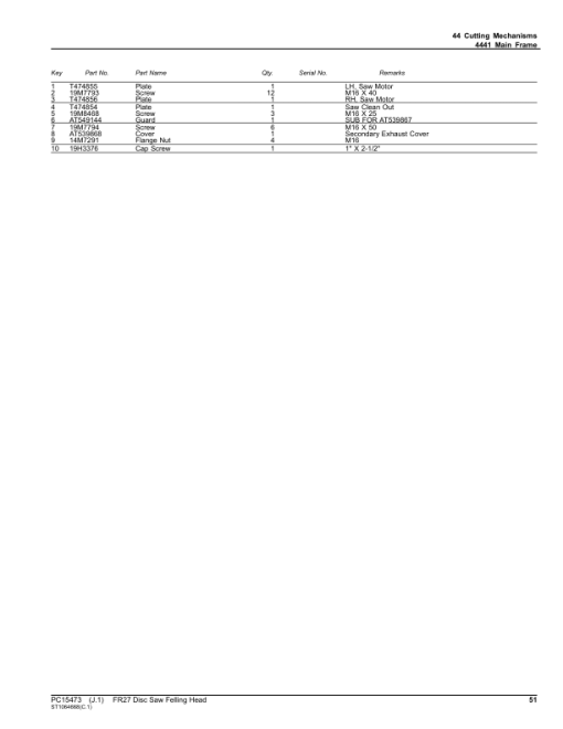 John Deere FR27 Felling Heads (SN 1DWFR27X_ _0000001-) Parts Catalog Manual - PC15473 - Image 2