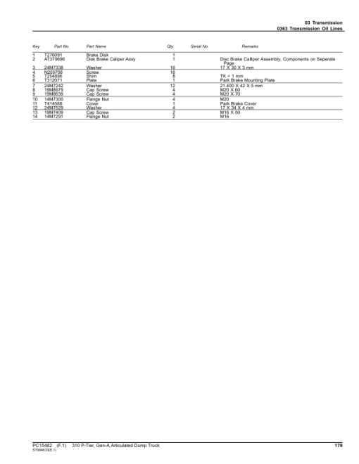 John Deere 310 P Articulated Dump Trucks (SN 1DW310PA _ _F_00001) Parts Catalog Manual - PC15482 - Image 2