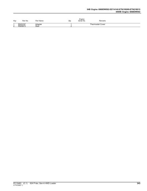 John Deere 624 P-TIER Loaders (SN 1DW624PA_ _L_18490-) Parts Catalog Manual - PC15493 - Image 2