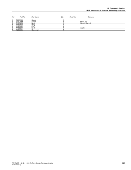 John Deere 310 G Backhoe Loaders (SN 1T0310GA_ _G_02265-) Parts Catalog Manual - PC15497 - Image 2