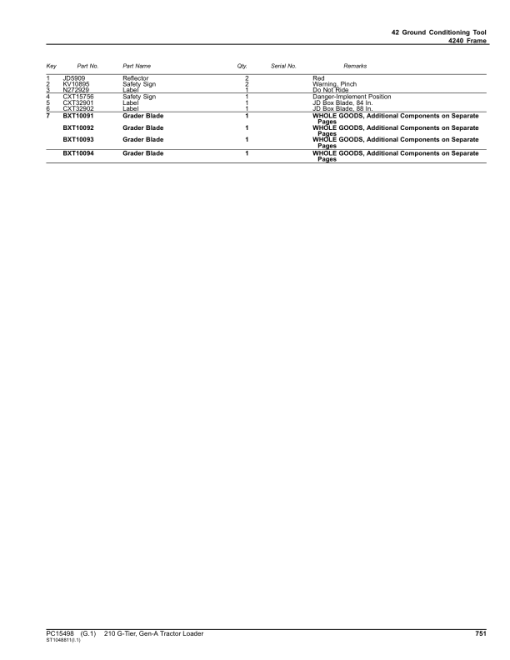 John Deere 210 G Backhoes (SN 1T0210GA_ _G_02263-) Parts Catalog Manual - PC15498 - Image 4