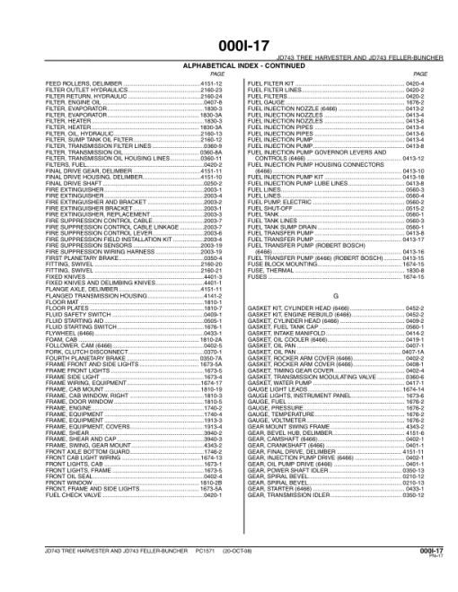 John Deere 743 Tracked Feller Bunchers Parts Catalog Manual - PC1571 - Image 2