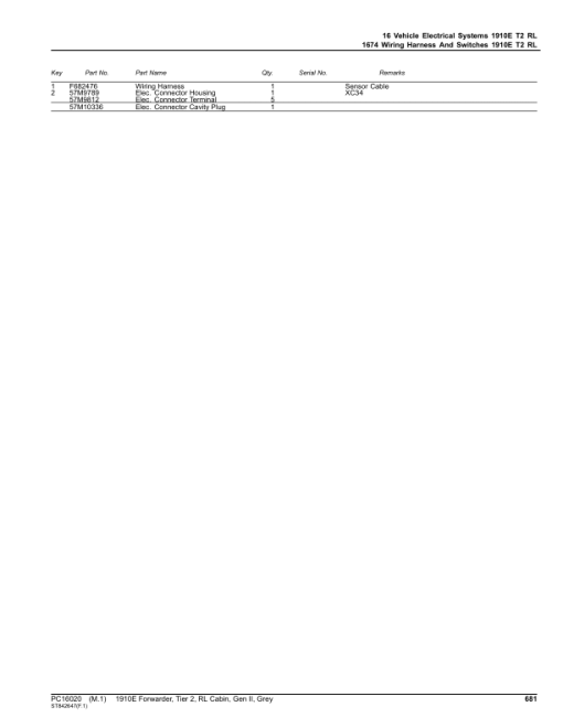 John Deere 1910E Forwarder, T2, RL Cabin, Gen II, Grey (SN C001884-) Parts Catalog Manual - PC16020 - Image 2