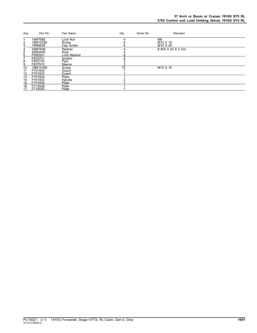 John Deere 1910G Forwarder, Stage V/FT4, RL Cabin, Gen II, Grey (SN L002340-) Parts Catalog Manual - PC16021 - Image 3