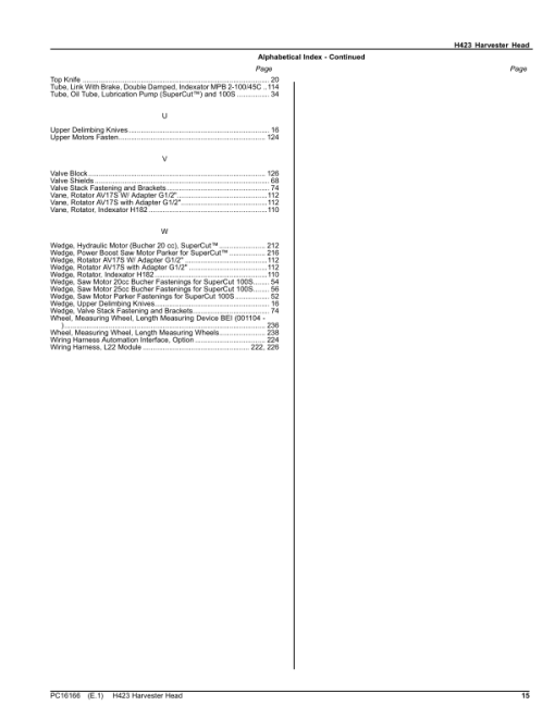 John Deere H423 Harvesting Heads (SN 1EJH423_0001001) Parts Catalog Manual - PC16166 - Image 4