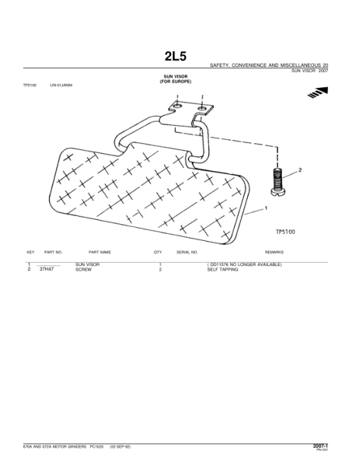 John Deere 670A, 672A Motor Graders Parts Catalog Manual - PC1620 - Image 2