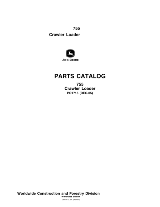 John Deere 755A Crawlers Parts Catalog Manual - PC1715