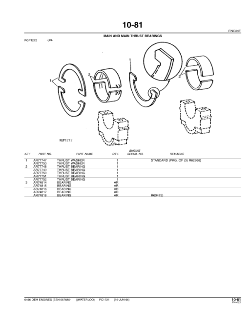 John Deere 6466, 6466A, 6466D, 6466T Engines (SN after 067685 –) Parts Catalog Manual - PC1721 - Image 4