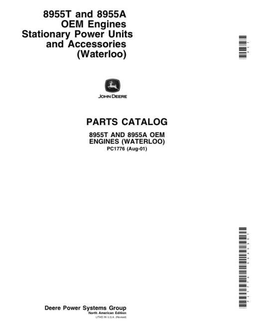 John Deere 8955, 8955A, 8955T Engines Parts Catalog Manual - PC1776