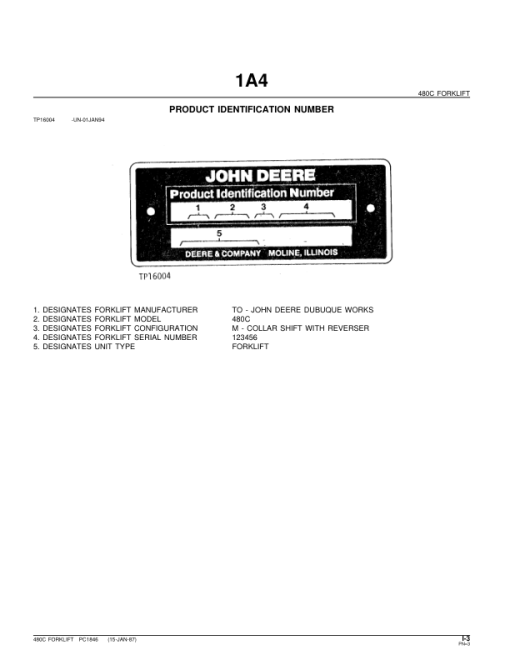 John Deere 480C Forklifts Parts Catalog Manual - PC1846 - Image 2