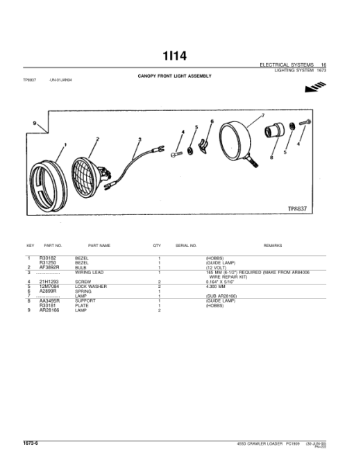 John Deere 455D Crawlers Parts Catalog Manual - PC1909 - Image 4