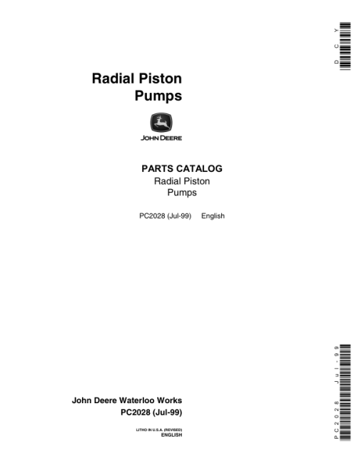 John Deere RADIAL Piston Pumps Parts Catalog Manual - PC2028