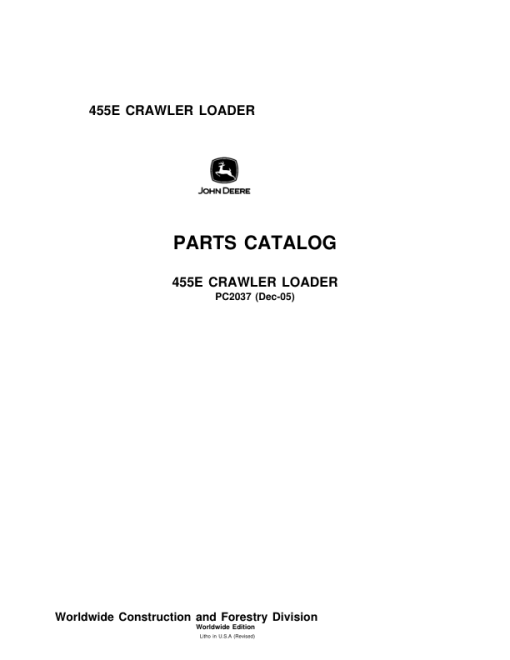 John Deere 455E Crawlers Parts Catalog Manual - PC2037