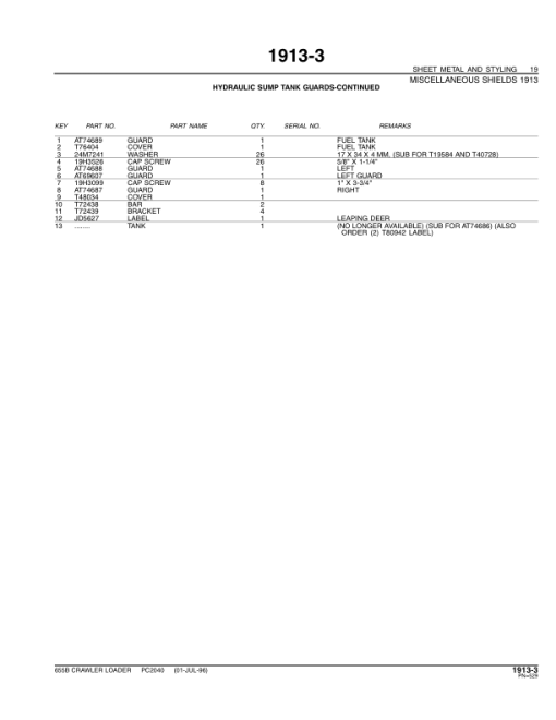 John Deere 655B Crawlers Parts Catalog Manual - PC2040 - Image 3