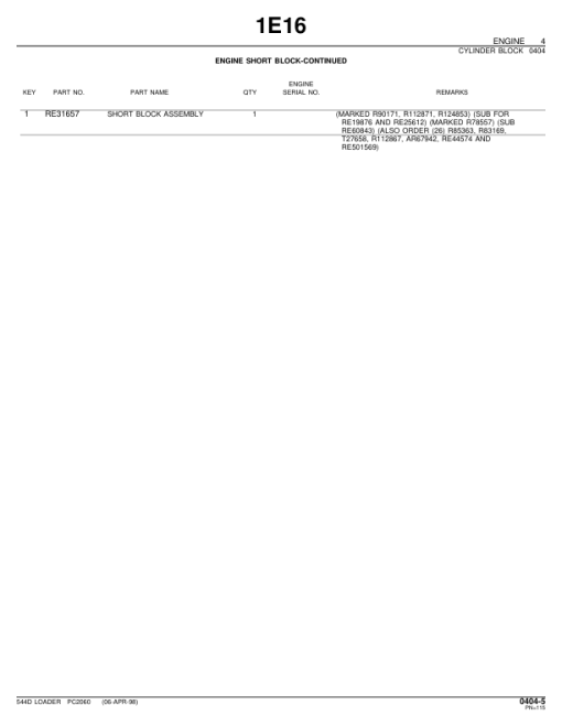 John Deere 544D Loaders Parts Catalog Manual - PC2060 - Image 3