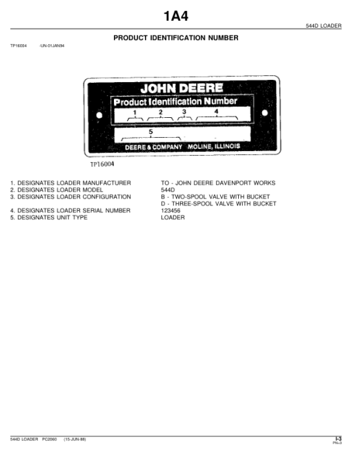 John Deere 544D Loaders Parts Catalog Manual - PC2060 - Image 2