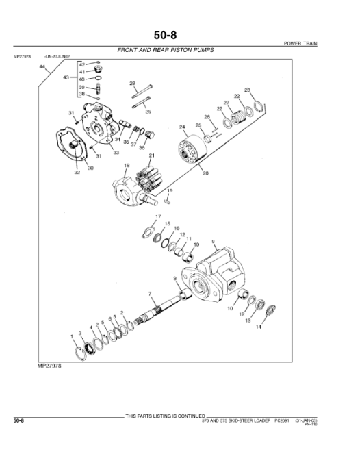 John Deere 570, 575 Skid Steers Parts Catalog Manual - PC2091 - Image 3