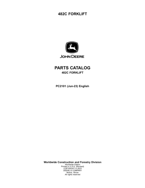 John Deere 482C Forklifts Parts Catalog Manual - PC2101