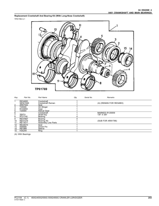 John Deere 450G, 455G, 550G, 555G, 650G Crawlers Parts Catalog Manual - PC2154 - Image 4