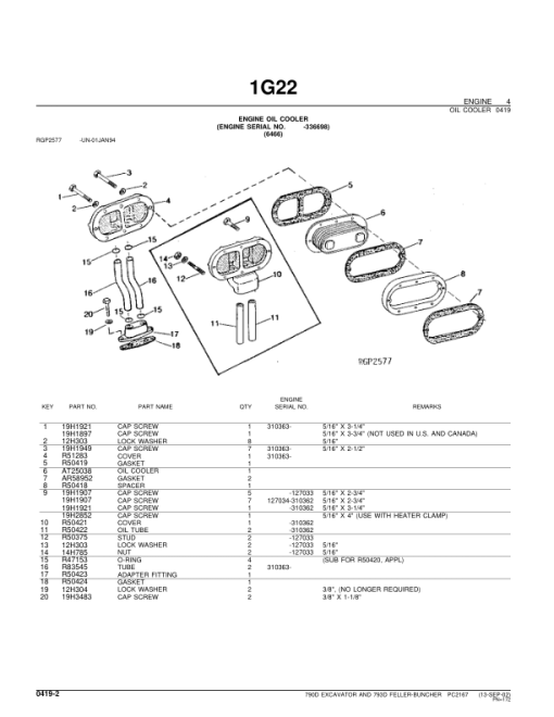 John Deere 790D Excavator and 793D Feller Buncher Parts Catalog Manual - PC2167 - Image 3