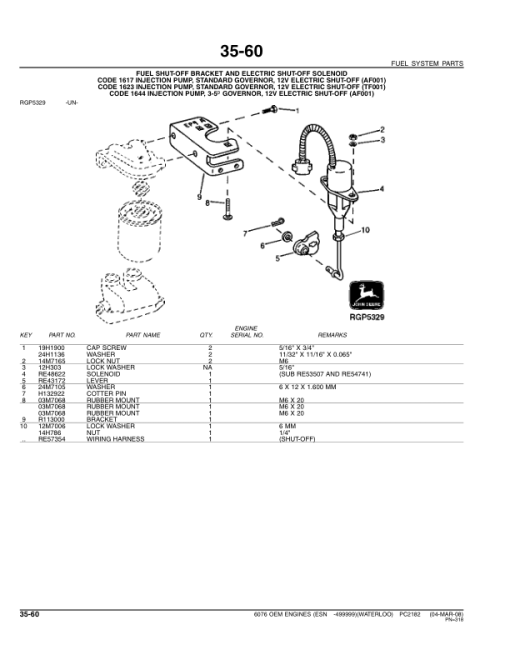 John Deere 6076 Engines (SN S.N before – 499999 (WATERLOO) Parts Catalog Manual - PC2182 - Image 4