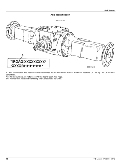 John Deere 444E Loaders Parts Catalog Manual - PC2208 - Image 2