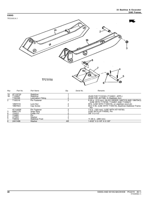 John Deere 9300G, 9310G Backhoes Parts Catalog Manual - PC2215 - Image 4