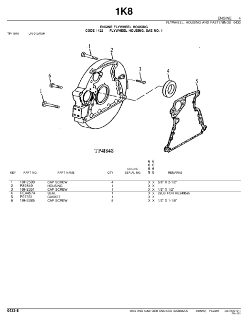 John Deere 5.9L, 6.8L, 6059, 6068 Engines (SN before – 699999) Parts Catalog Manual - PC2294 - Image 3