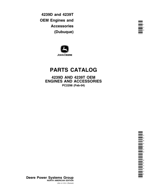 John Deere 4239D, 4239T Engines Parts Catalog Manual - PC2298