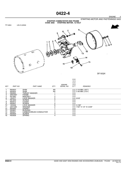 John Deere 6359, 6359D, 6359T Engines Parts Catalog Manual - PC2299 - Image 2