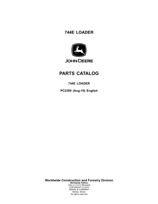 John Deere 744E Loaders Parts Catalog Manual - PC2300