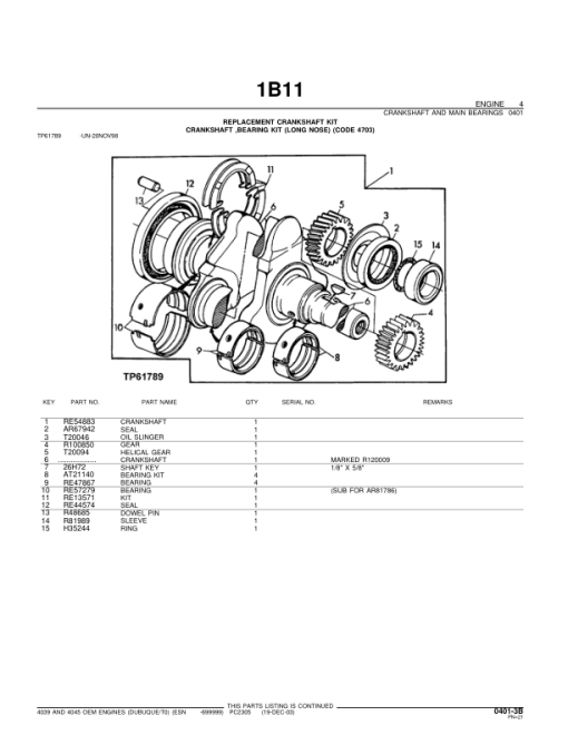 John Deere 4039, 4045 Engines (SN before – 699999) Parts Catalog Manual - PC2305 - Image 4