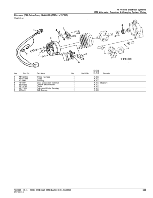 John Deere 300D, 310D, 315D Backhoe Loaders Parts Catalog Manual - PC2321 - Image 4