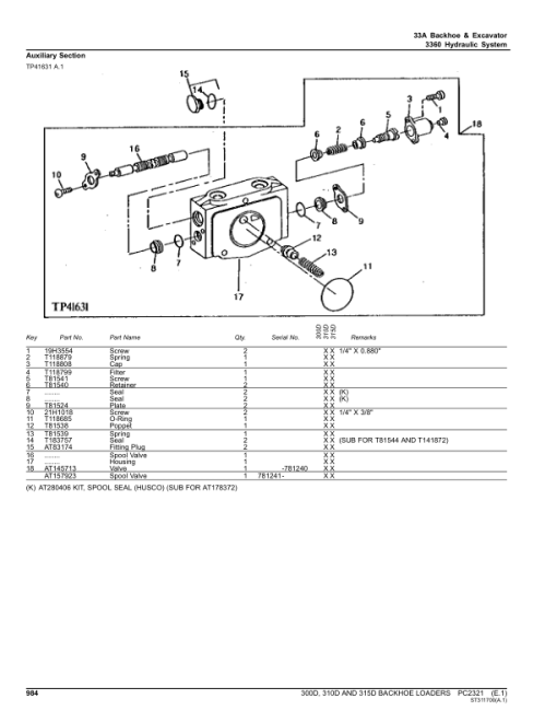 John Deere 300D, 310D, 315D Backhoe Loaders Parts Catalog Manual - PC2321 - Image 2