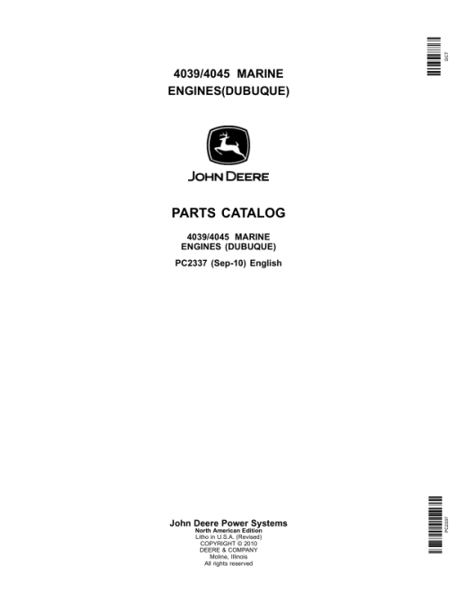 John Deere 3.9L, 4039, 4.5L, 4045 Marine Engines - Dubuque Parts Catalog Manual - PC2337