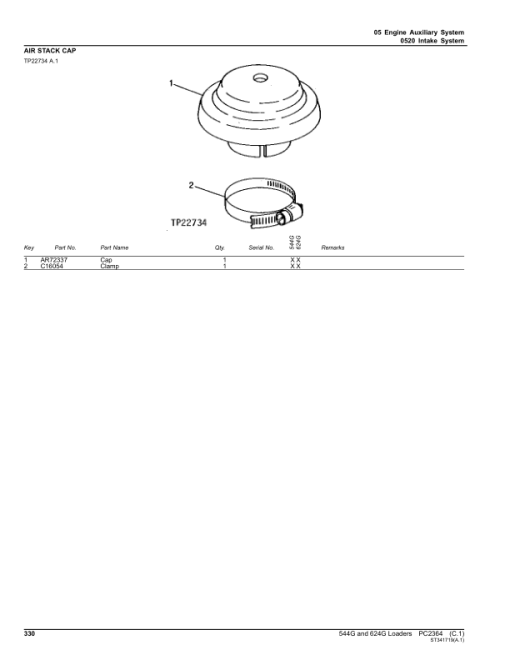 John Deere 544G, 624G, 544GTC, 544GLL Loaders Parts Catalog Manual - PC2364 - Image 2