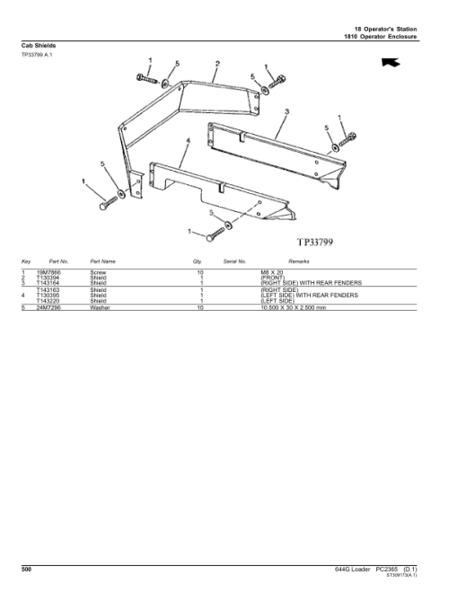 John Deere 644G Loaders Parts Catalog Manual - PC2365 - Image 2