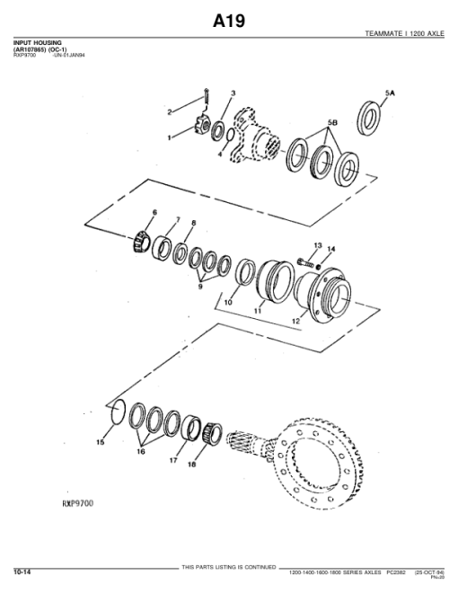 John Deere 1200, 1400, 1600, 1800 Axles Parts Catalog Manual - PC2382 - Image 3