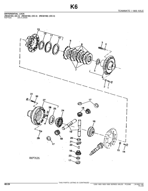 John Deere 1200, 1400, 1600, 1800 Axles Parts Catalog Manual - PC2382 - Image 2