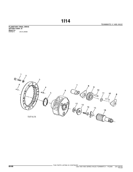 John Deere 1200, 1400, 1600 Axles Parts Catalog Manual - PC2383 - Image 3