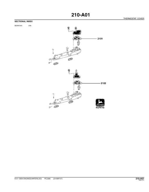 John Deere 6101, 6101AF010, 6101HF010 Engines Parts Catalog Manual - PC2385 - Image 2