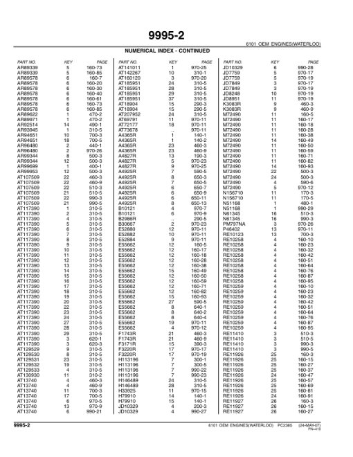 John Deere 6101, 6101AF010, 6101HF010 Engines Parts Catalog Manual - PC2385 - Image 3