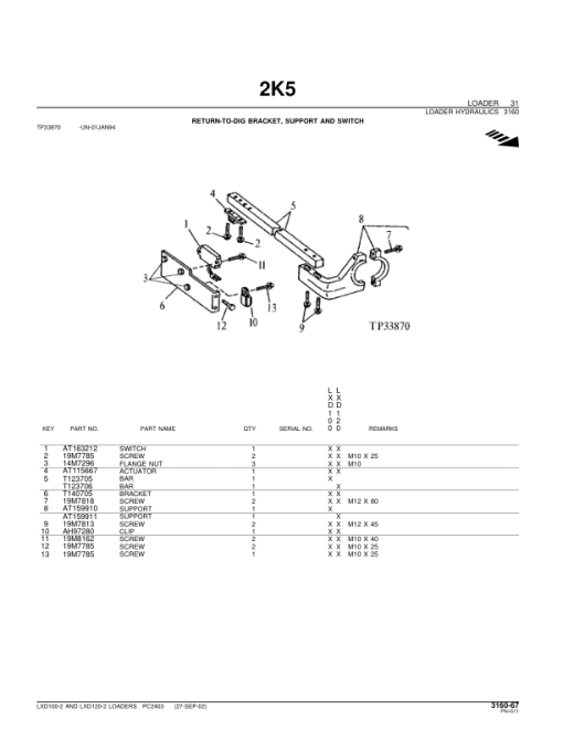 John Deere LXD100-2, LXD120-2 Loaders Parts Catalog Manual - PC2403 - Image 2