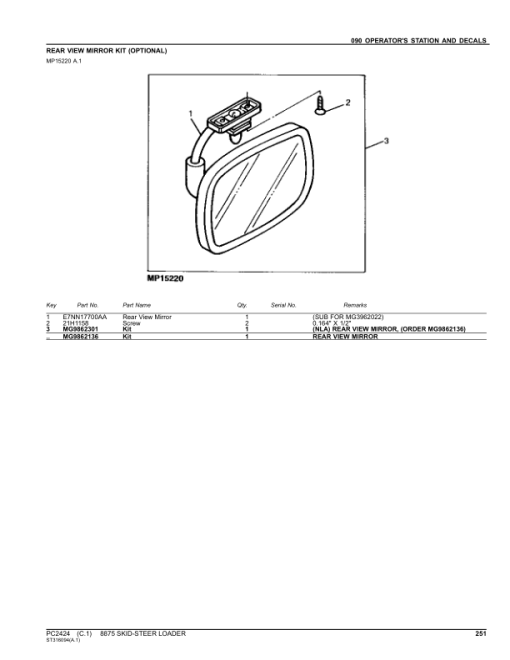 John Deere 8875 Skid Steers Parts Catalog Manual - PC2424 - Image 3